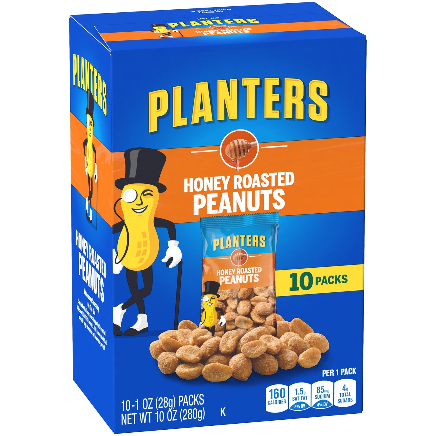 Planters Honey Roasted Peanuts, 10 ct Box, 1 oz Packs